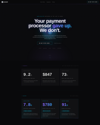 Ledger - Brutalist Fintech Landing Page Template