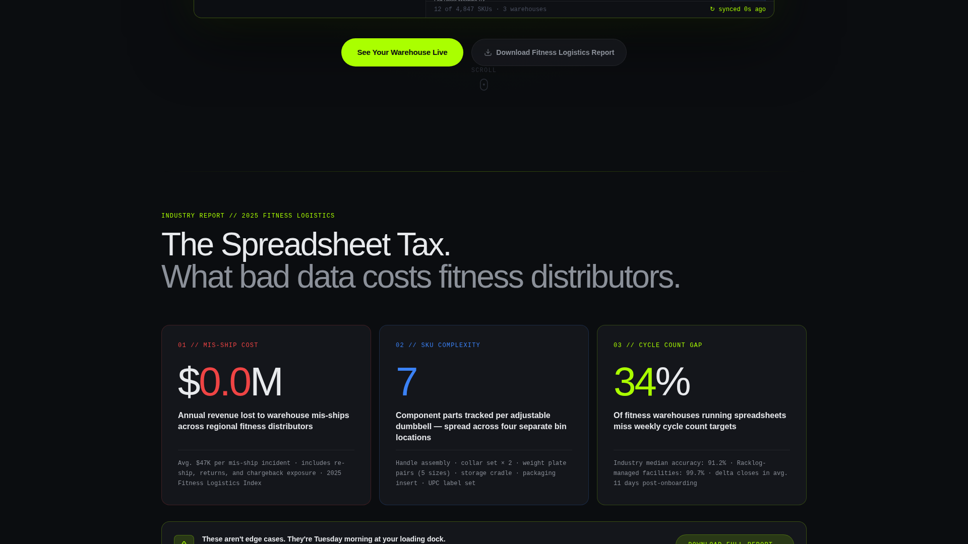 Fitness Warehouse Management Landing Page Template