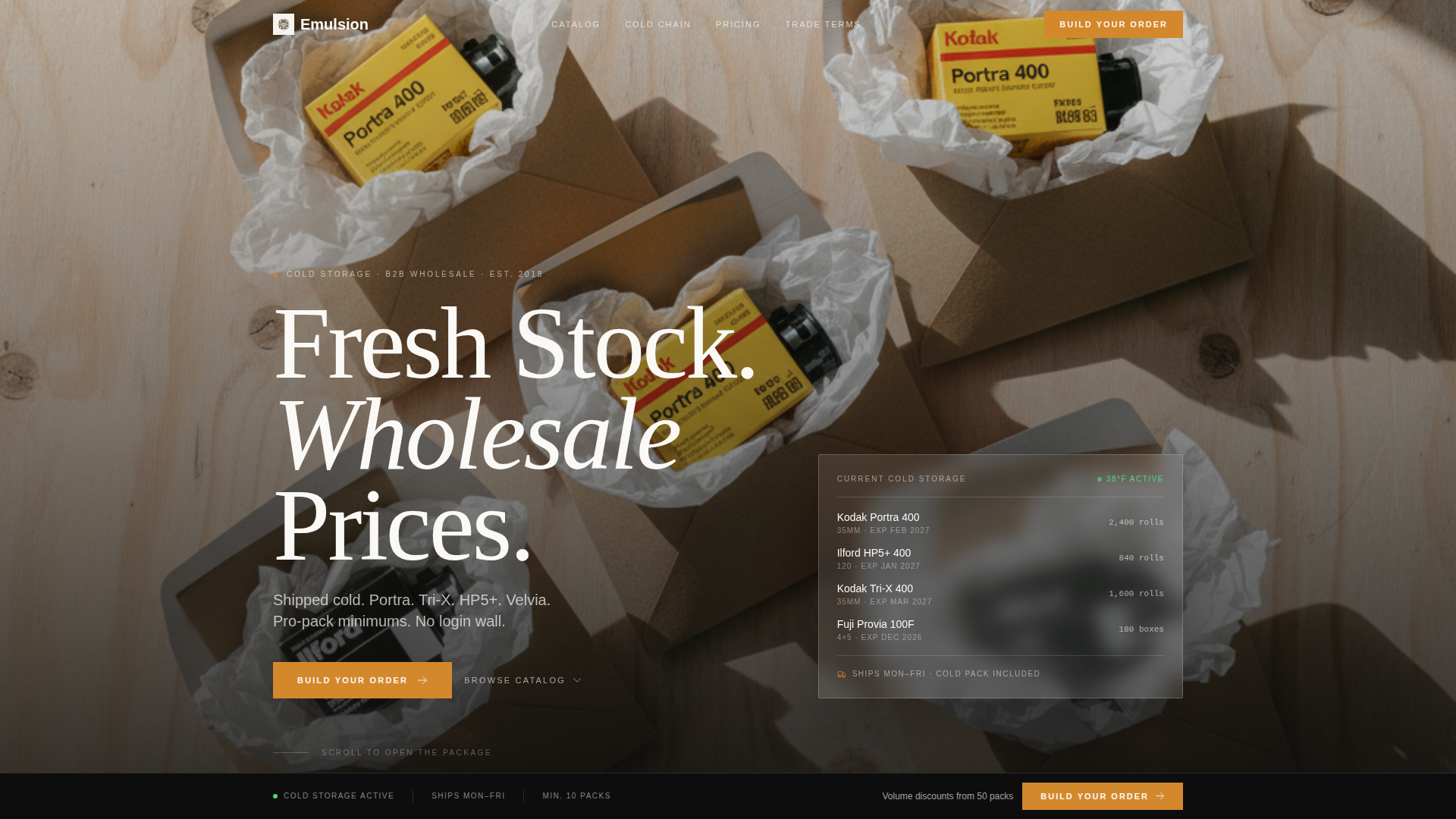 Analog Photography Wholesale Landing Page Template