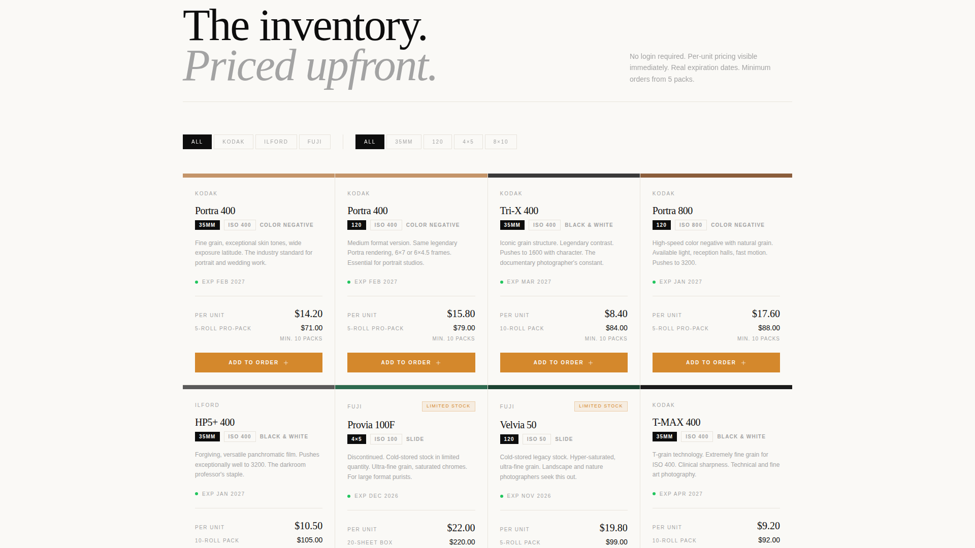 Analog Photography Wholesale Landing Page Template