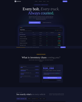 Home Services Inventory Management Landing Page