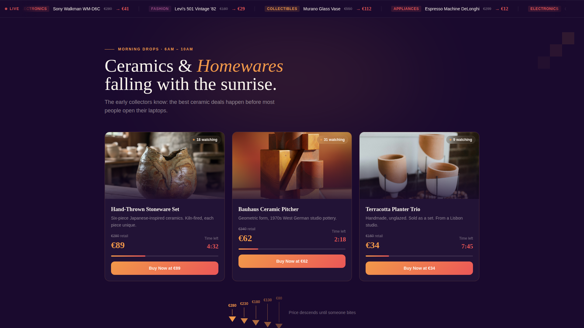 Auction Platforms & Types Pricing Website Template