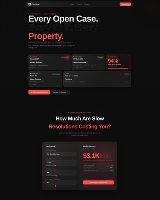 Hospitality Case Management Landing Page Template