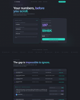 Hospitality Membership Management Landing Page