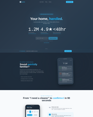 House Cleaning Booking App Landing Page Template