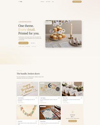 FTE - Elegant Party Supplies Landing Page Template