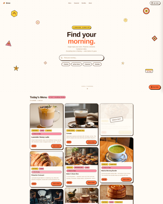 Brew - Vibrant Café Landing Page Template