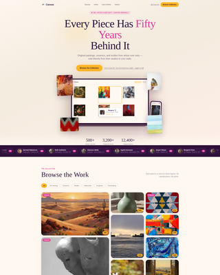 Canvas - Vibrant Art Gallery Landing Page Template