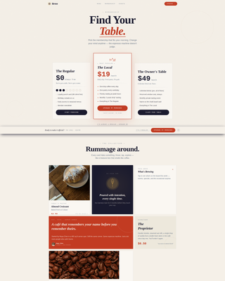 Brew - Charming Caf Landing Page Template