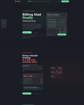 Ledger - Powerful Veterinarybilling Landing Page Template