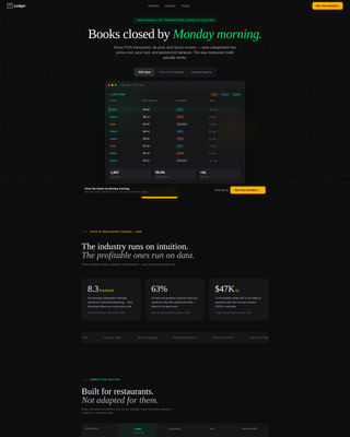 Ledger - Powerful Restaurant Accounting Landing Page Template