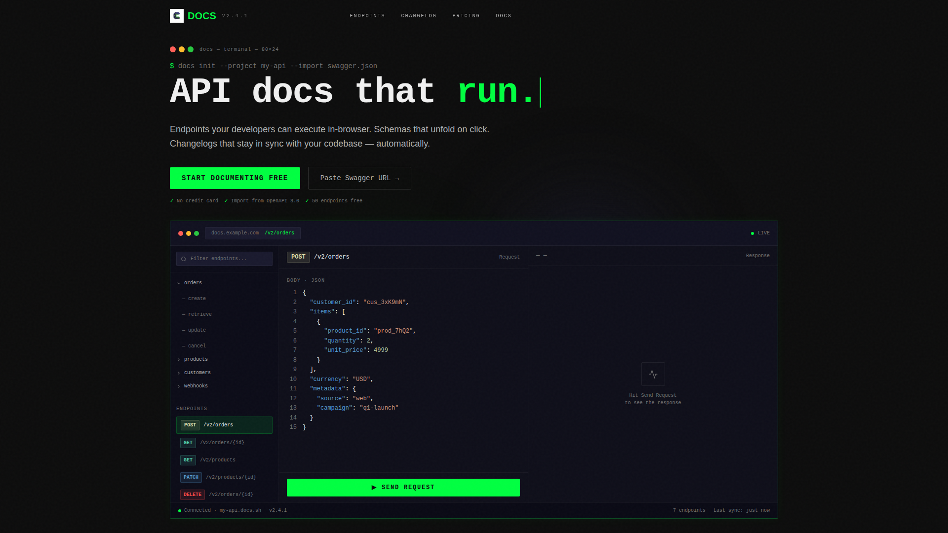 API Documentation Landing Page Template for SaaS