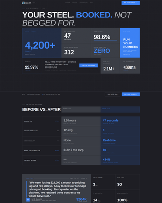 Alloy - Powerful Steel Booking Landing Page Template