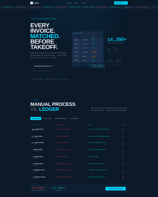 Ledger - Powerful Travel Billing Landing Page Template