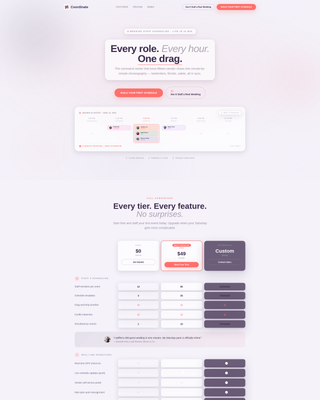 Wedding Staff Scheduling Landing Page Template