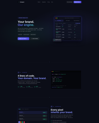 White-Label Comparison Platform Landing Page