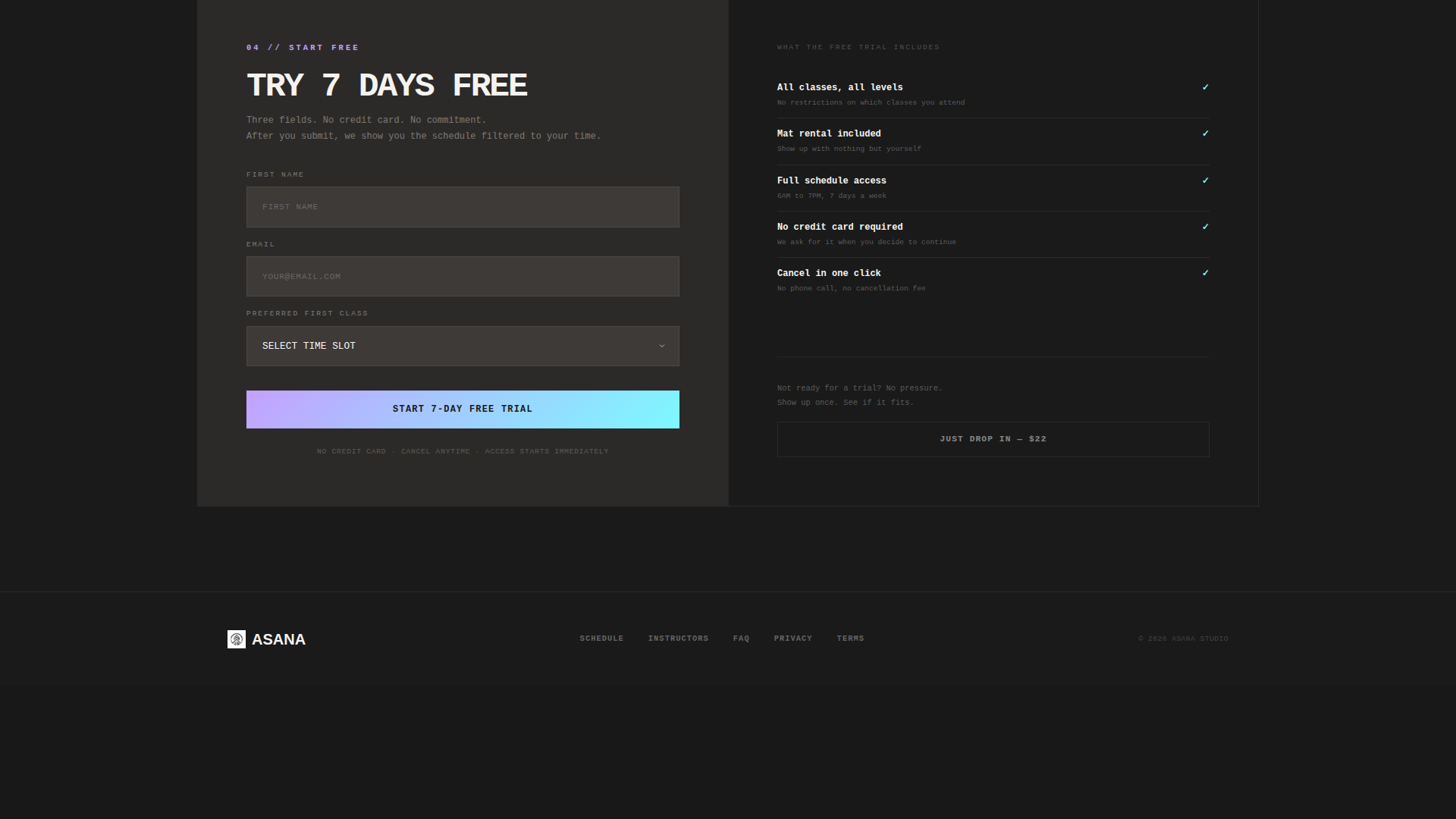 Yoga Studio Booking Website Template