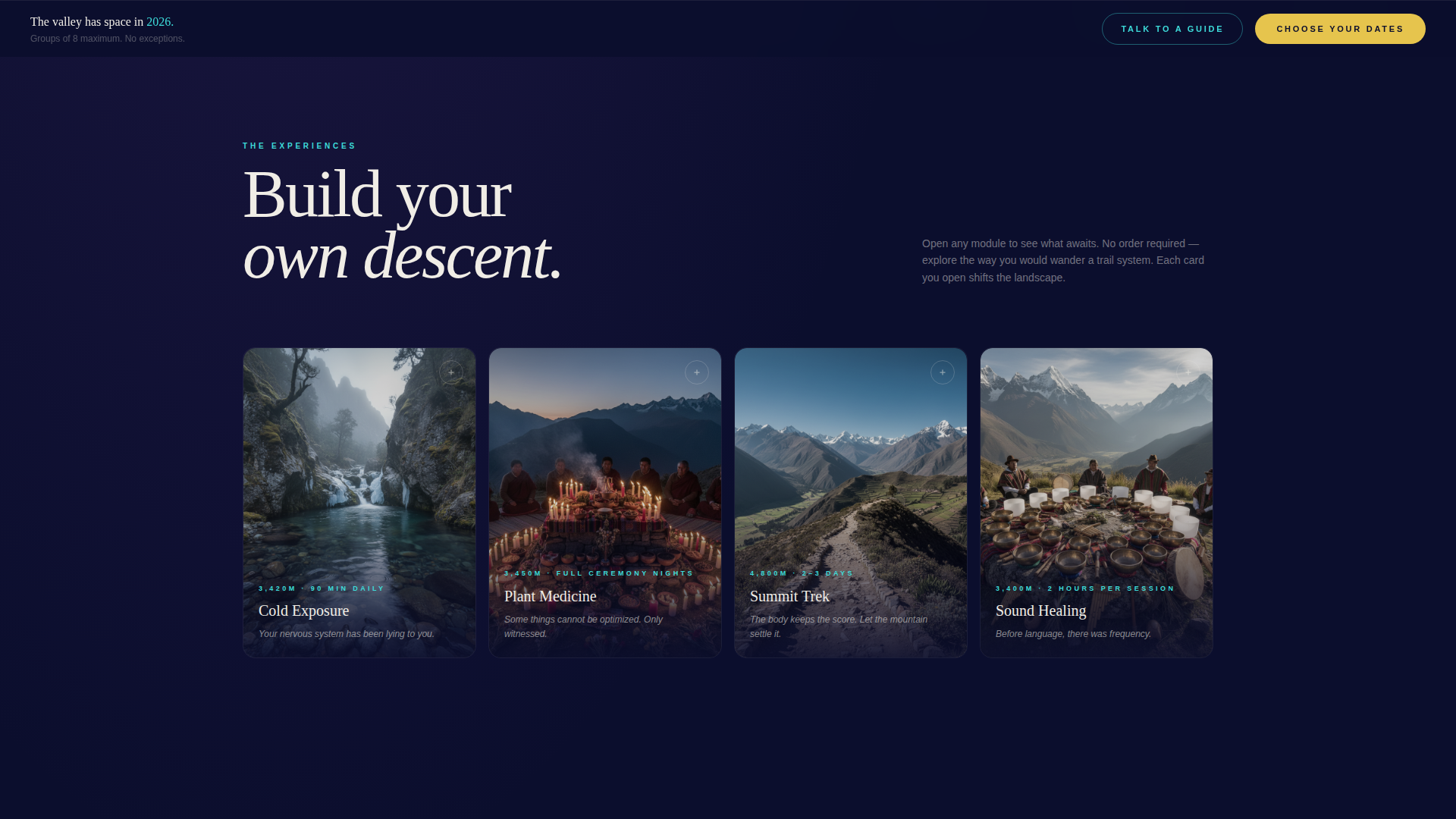 Altiplano - Immersive Retreat Landing Page Template