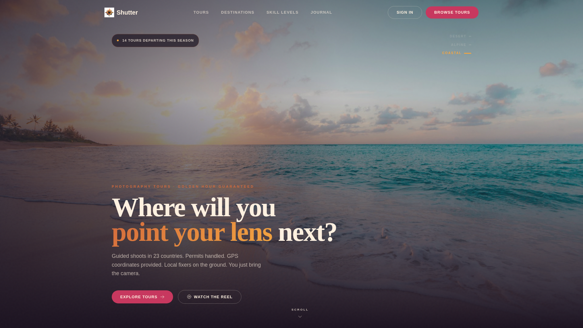 Adventure Photography Tour Company Website Template