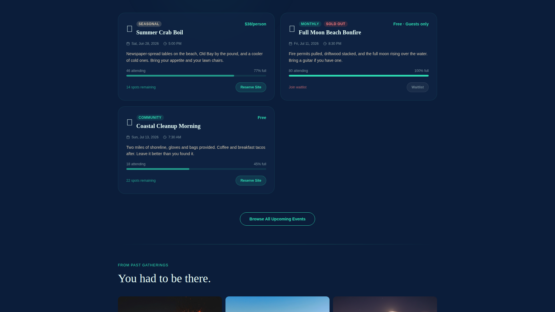 Campground & Glamping Booking Website Template