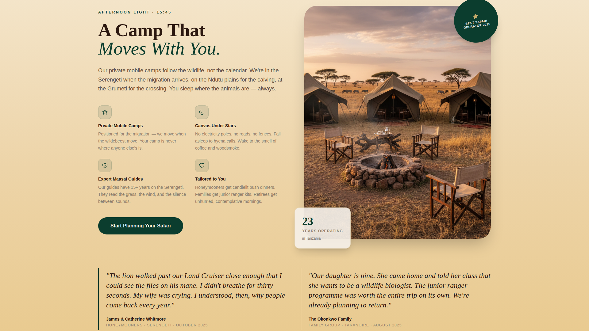 Tanzania Travel Pricing Website Template