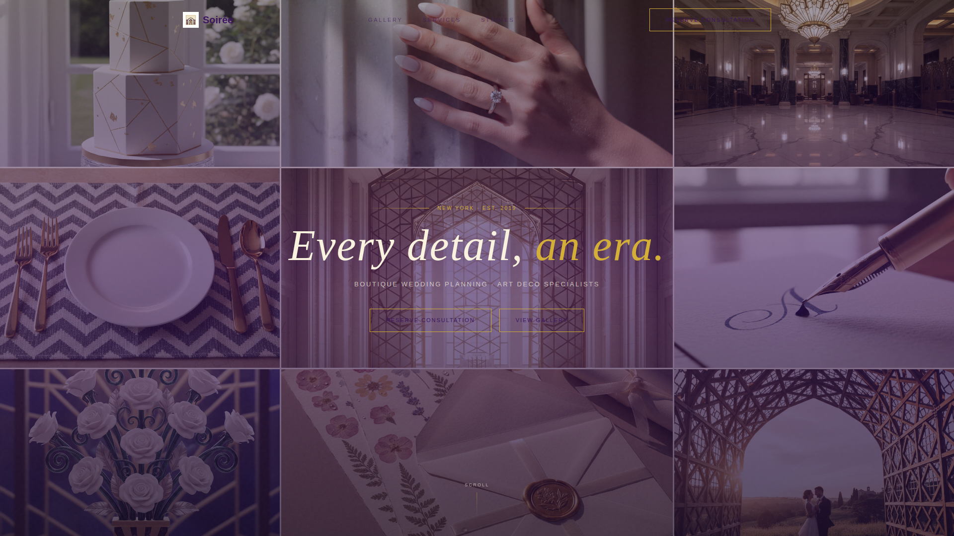 Art Deco Wedding Specialist Booking Website Template