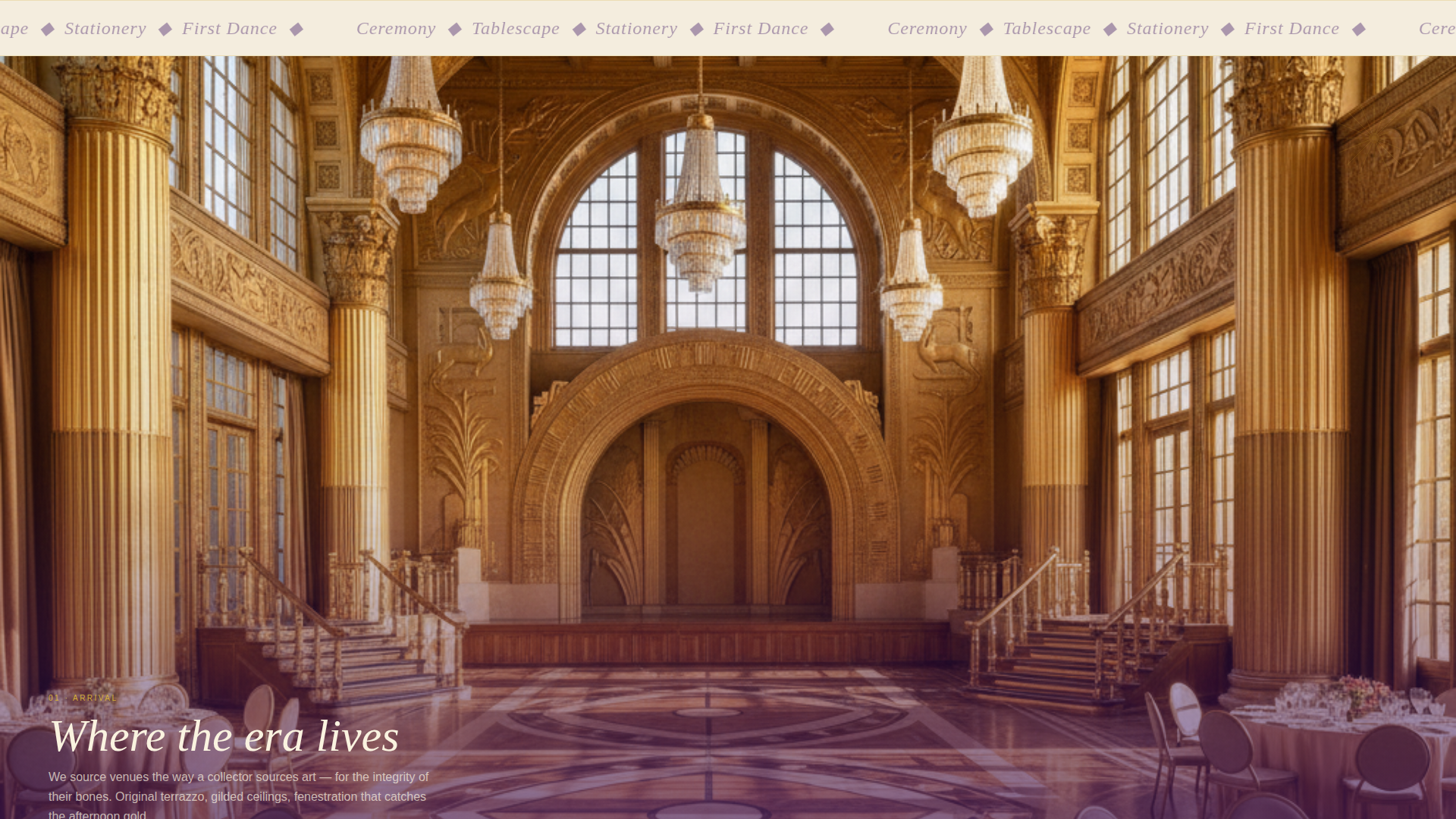 Art Deco Wedding Specialist Booking Website Template