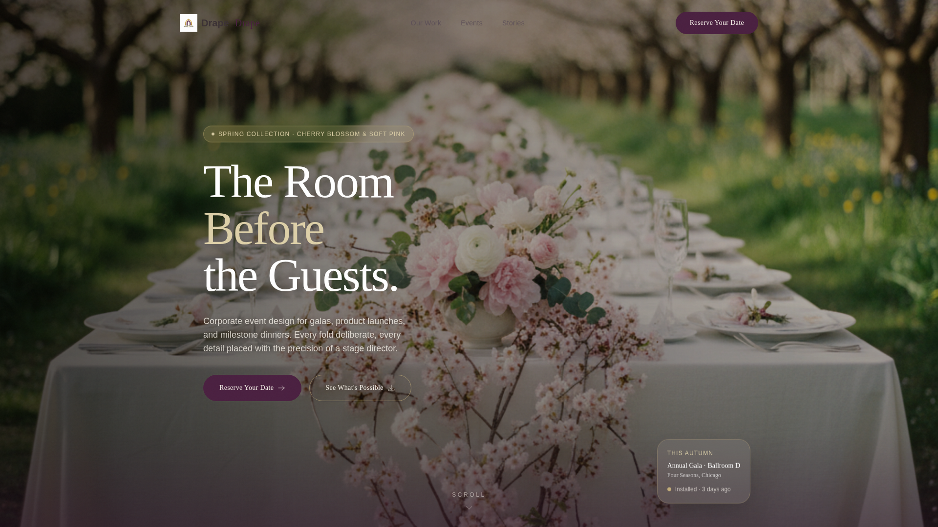 Corporate Event Decoration Before & After Venue Website Template