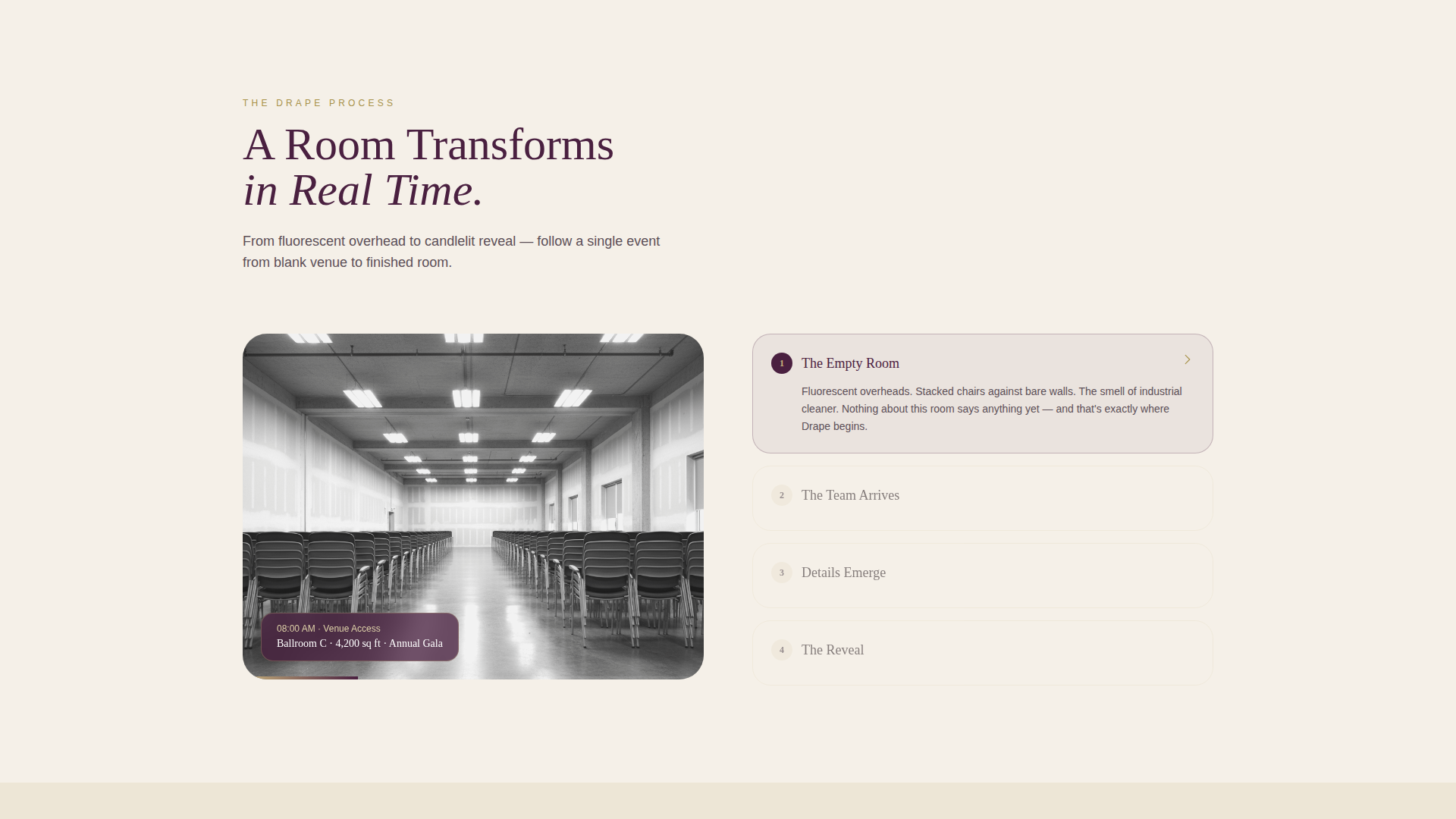 Corporate Event Decoration Before & After Venue Website Template