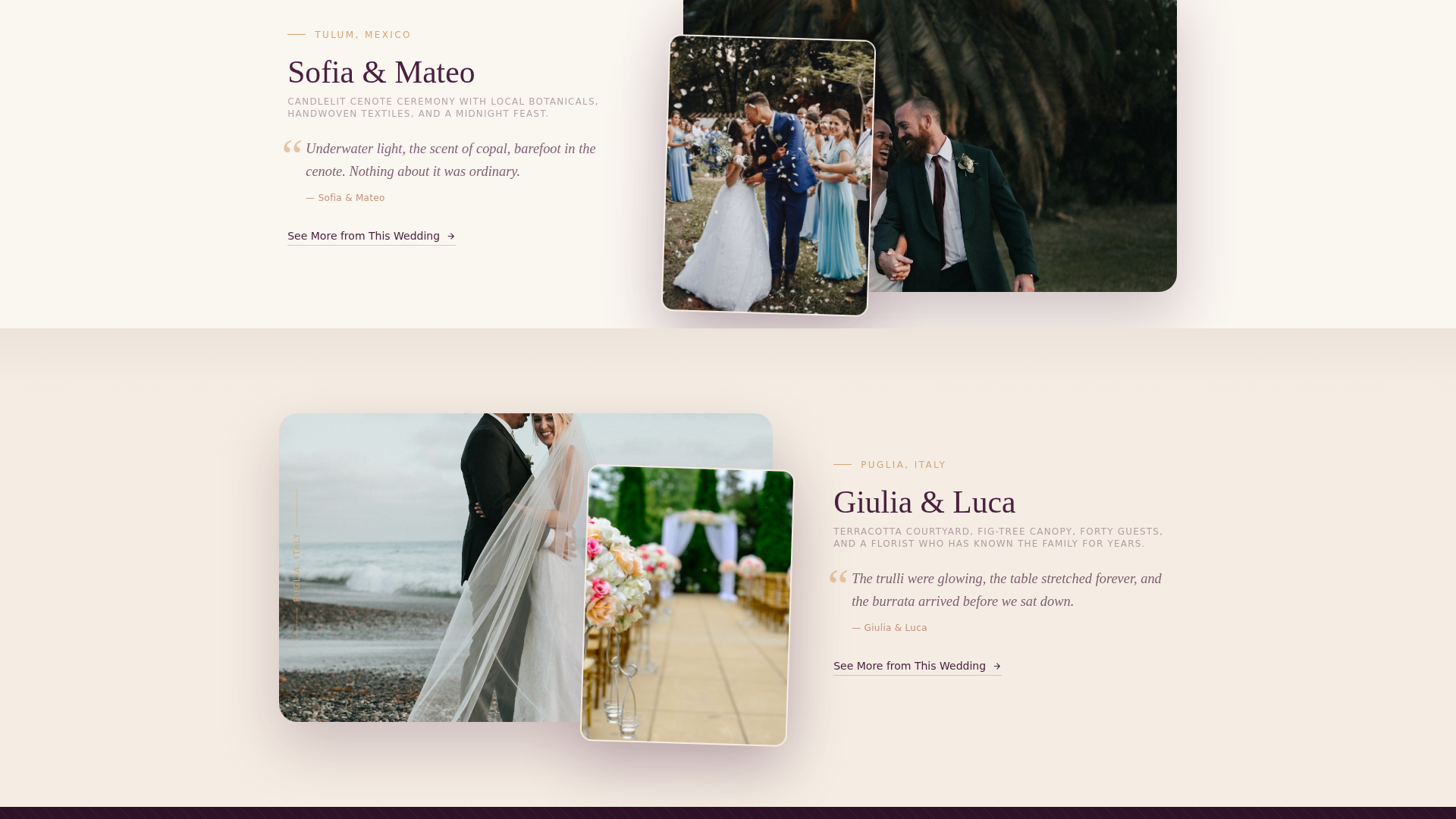 Destination Wedding Planner Real Couples Website Template