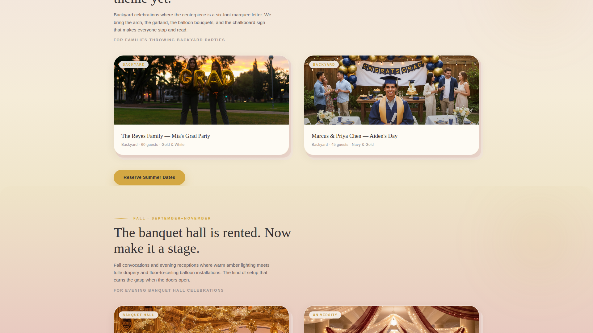 Graduation Event Advanced Booking Website Template