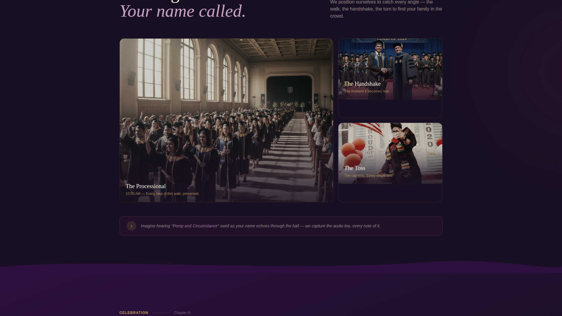 Graduation Event Specialist Booking Website Template