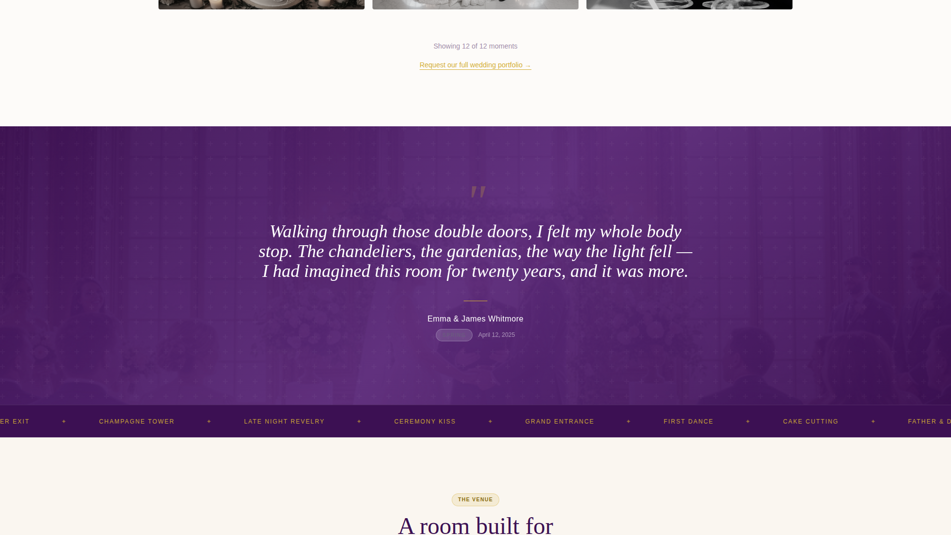Wedding Venue Virtual Booking Website Template
