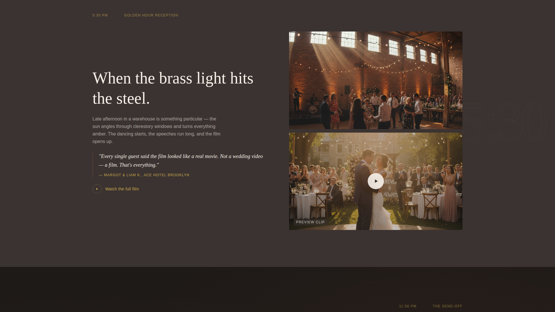Industrial Chic Wedding Booking Website Template