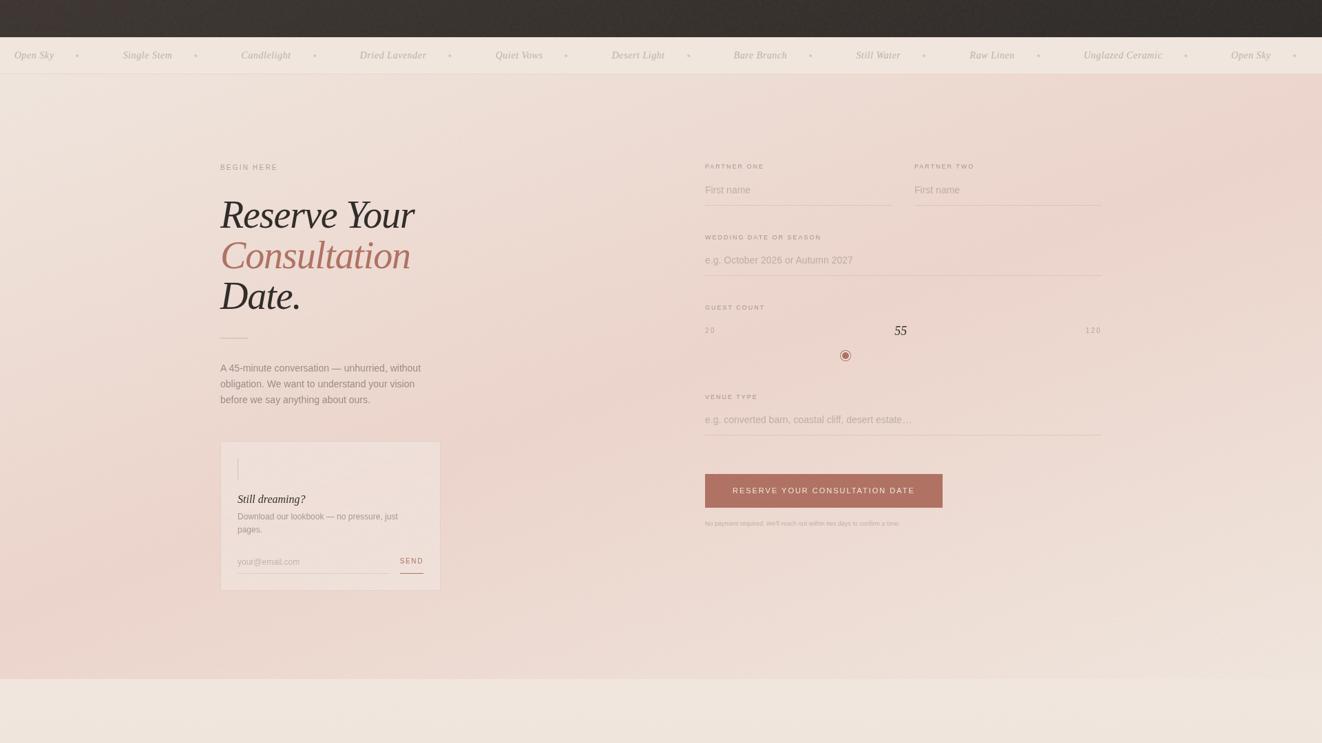 Minimalist Wedding Booking Website Template