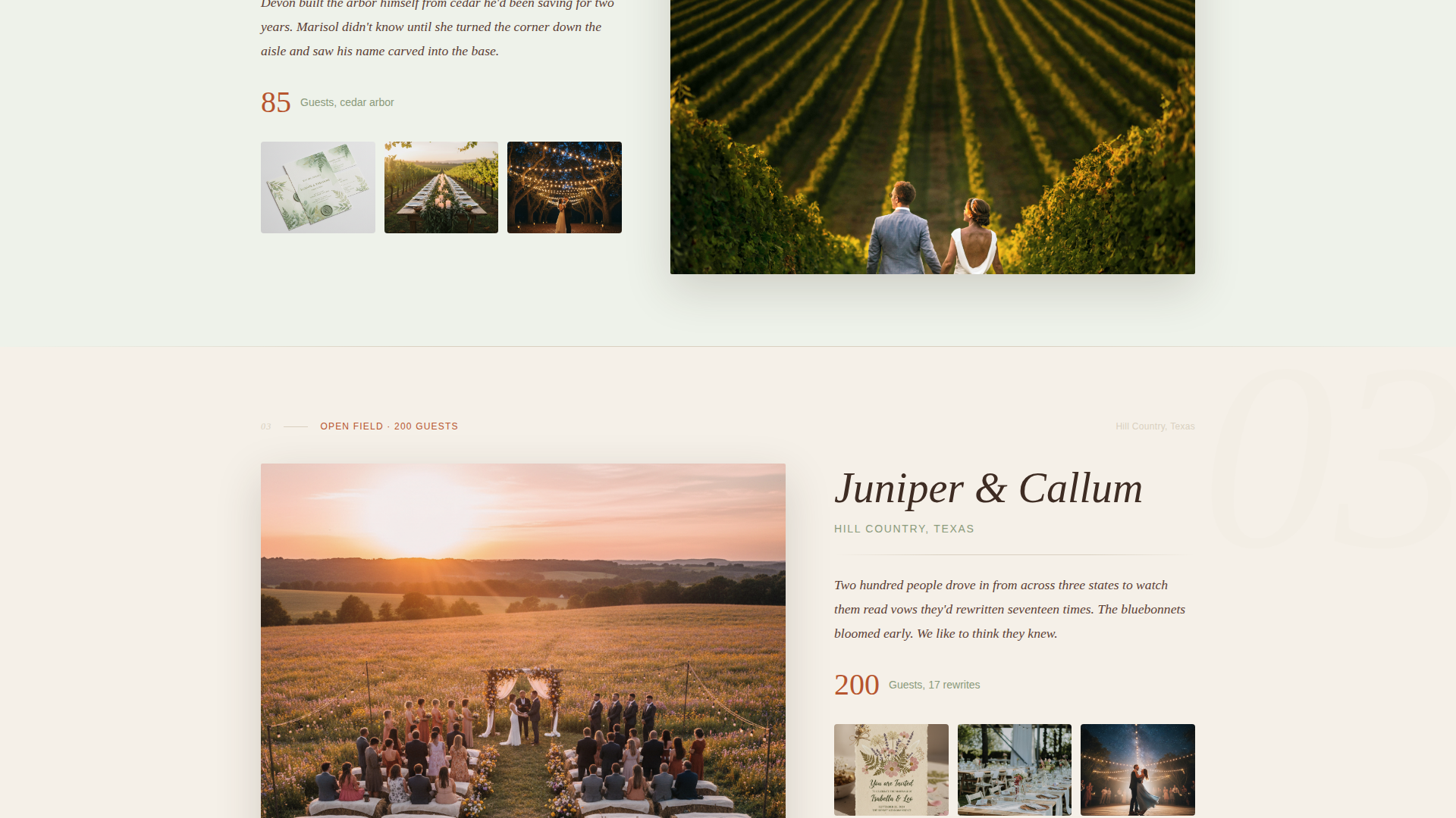 Rustic Wedding Specialist Booking Website Template