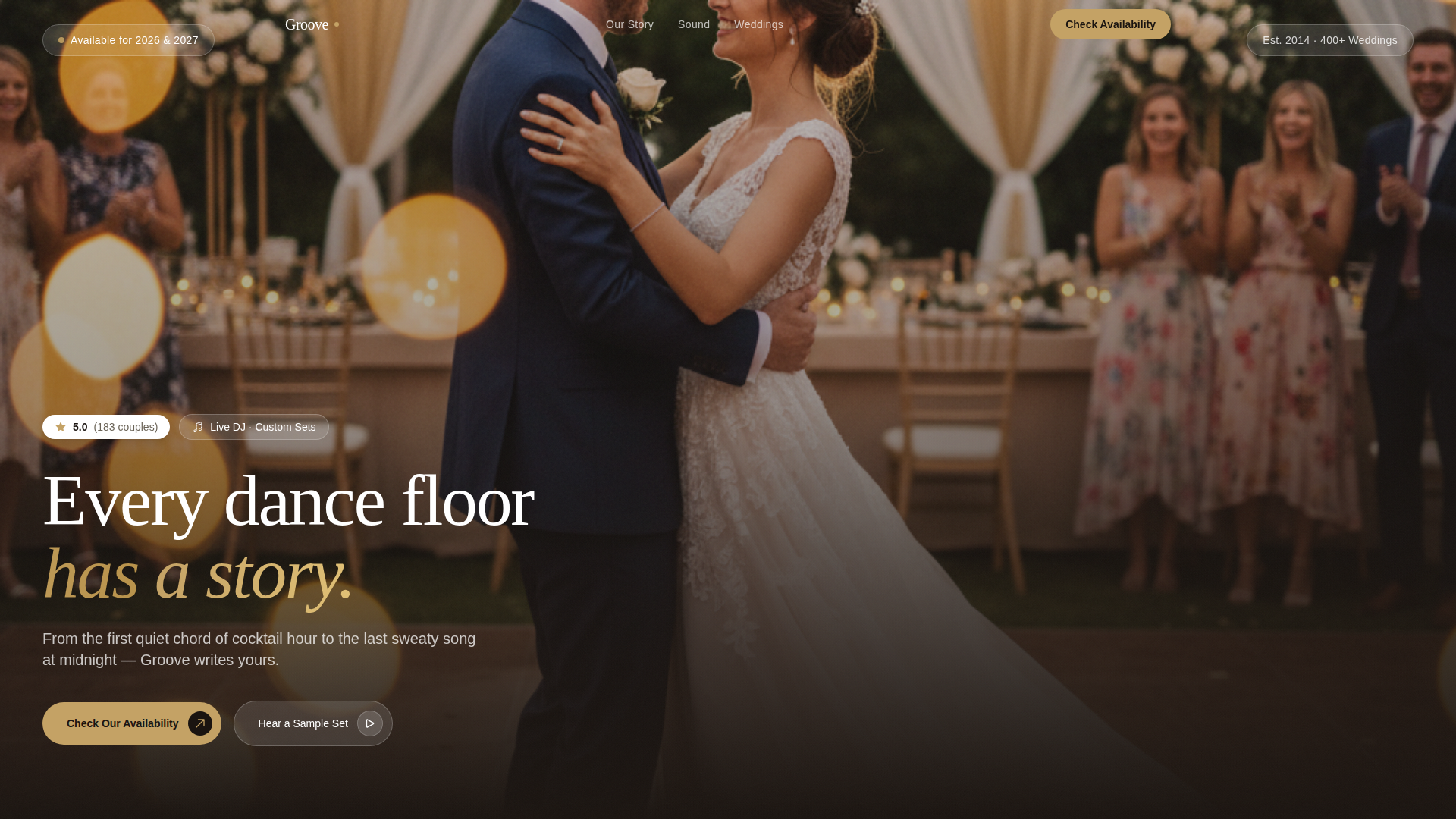 Wedding DJ Website Template with Availability Booking Form