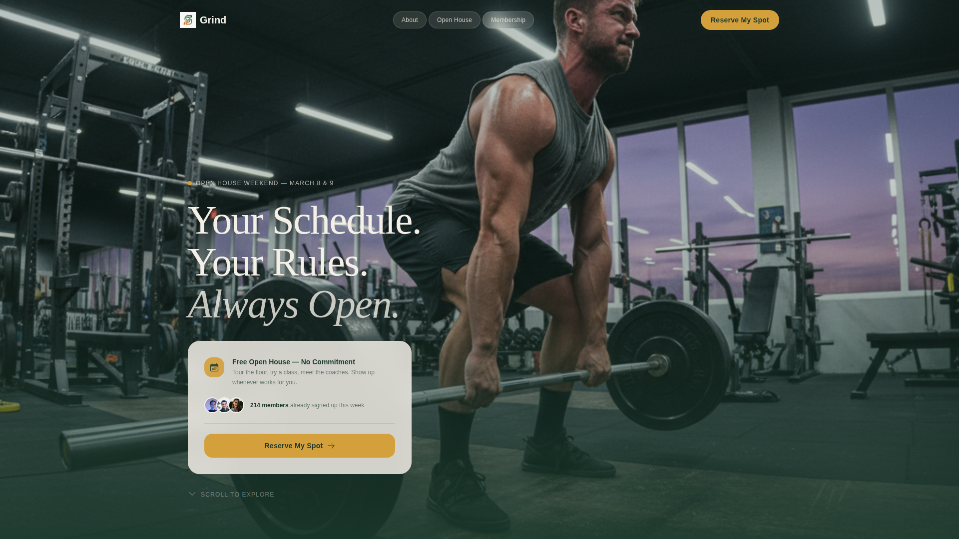 24-Hour Access Gym Open House Event Landing Page Template