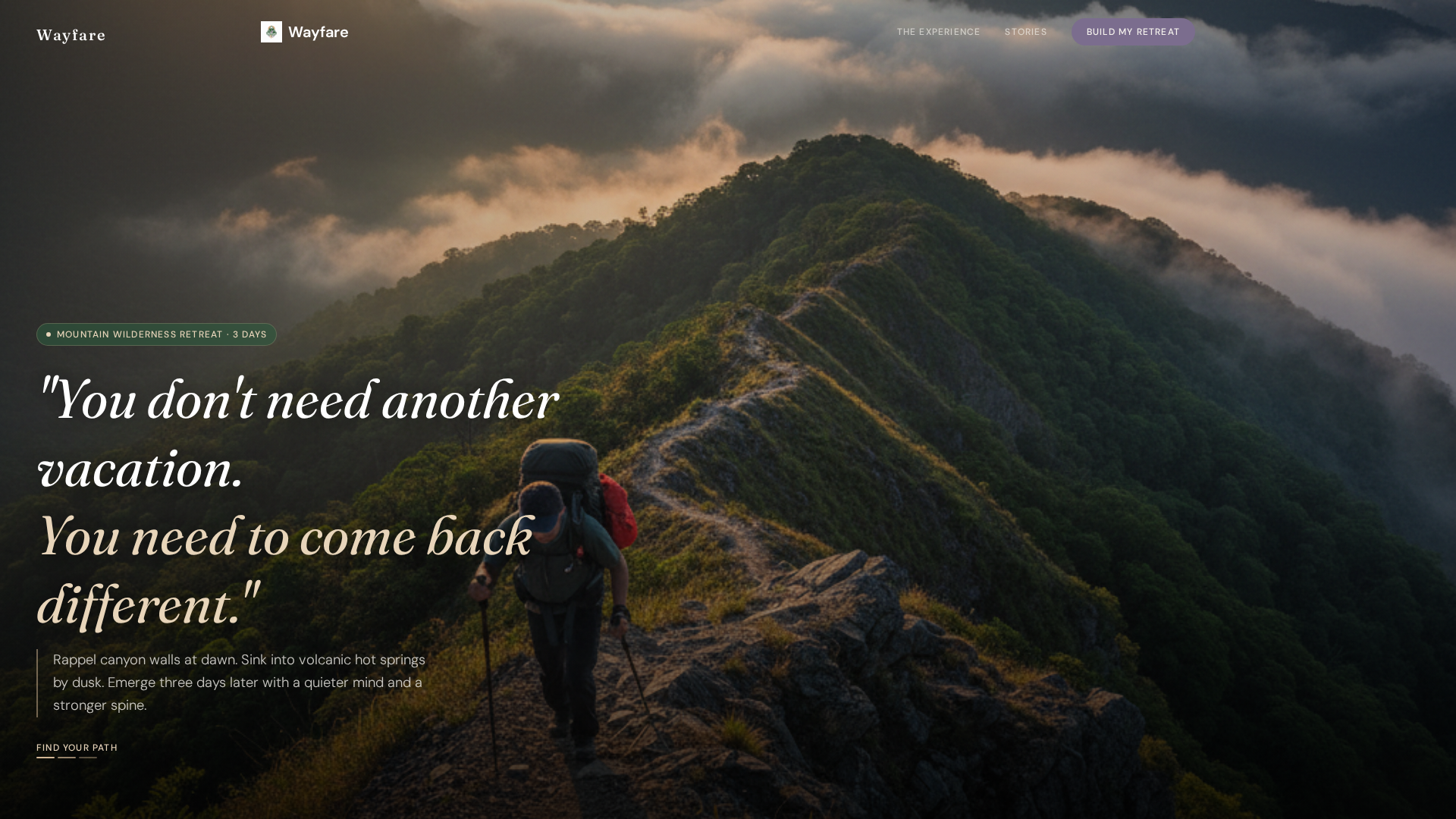 Adventure Wellness Retreat Landing Page Template