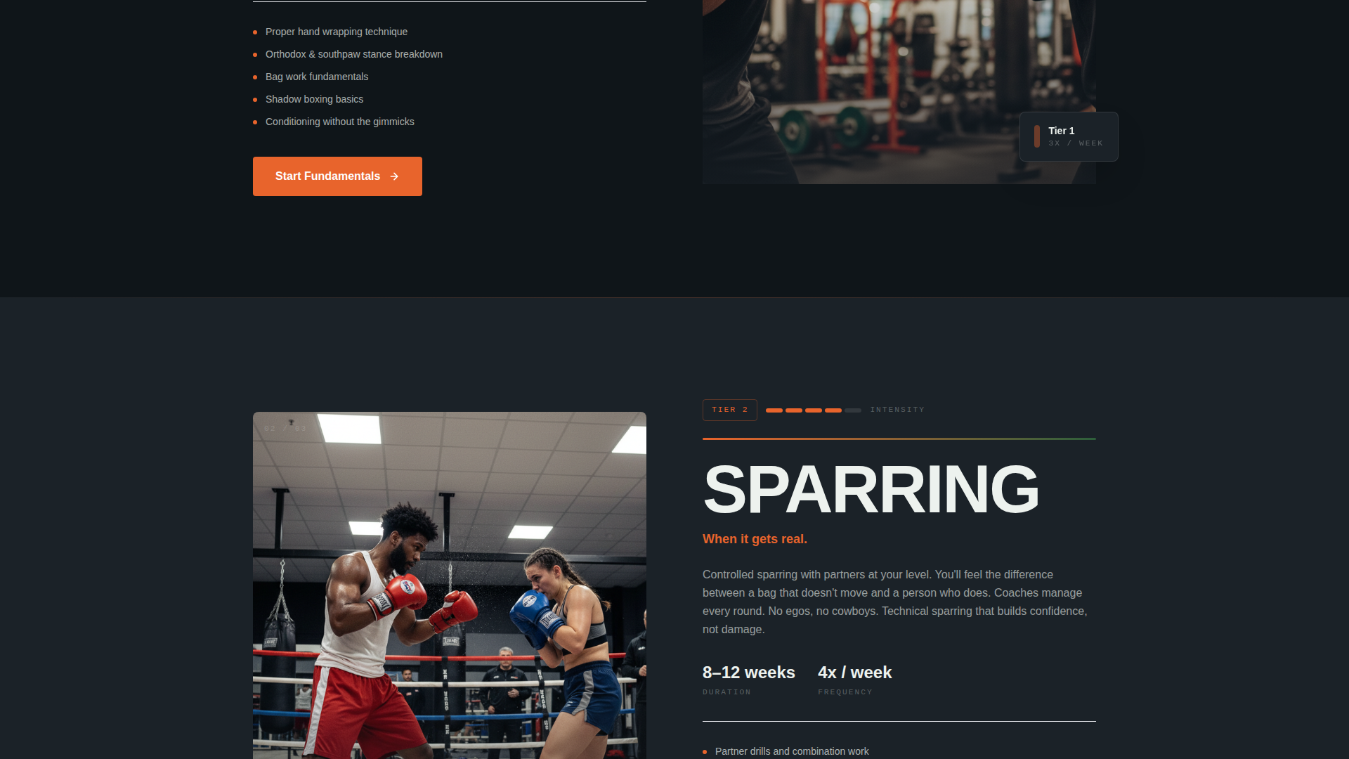 Boxing Gym Website Template with Hero Journey Scroll
