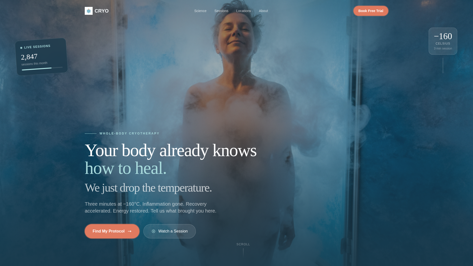 Cryotherapy Center Personalised Assessment Website Template