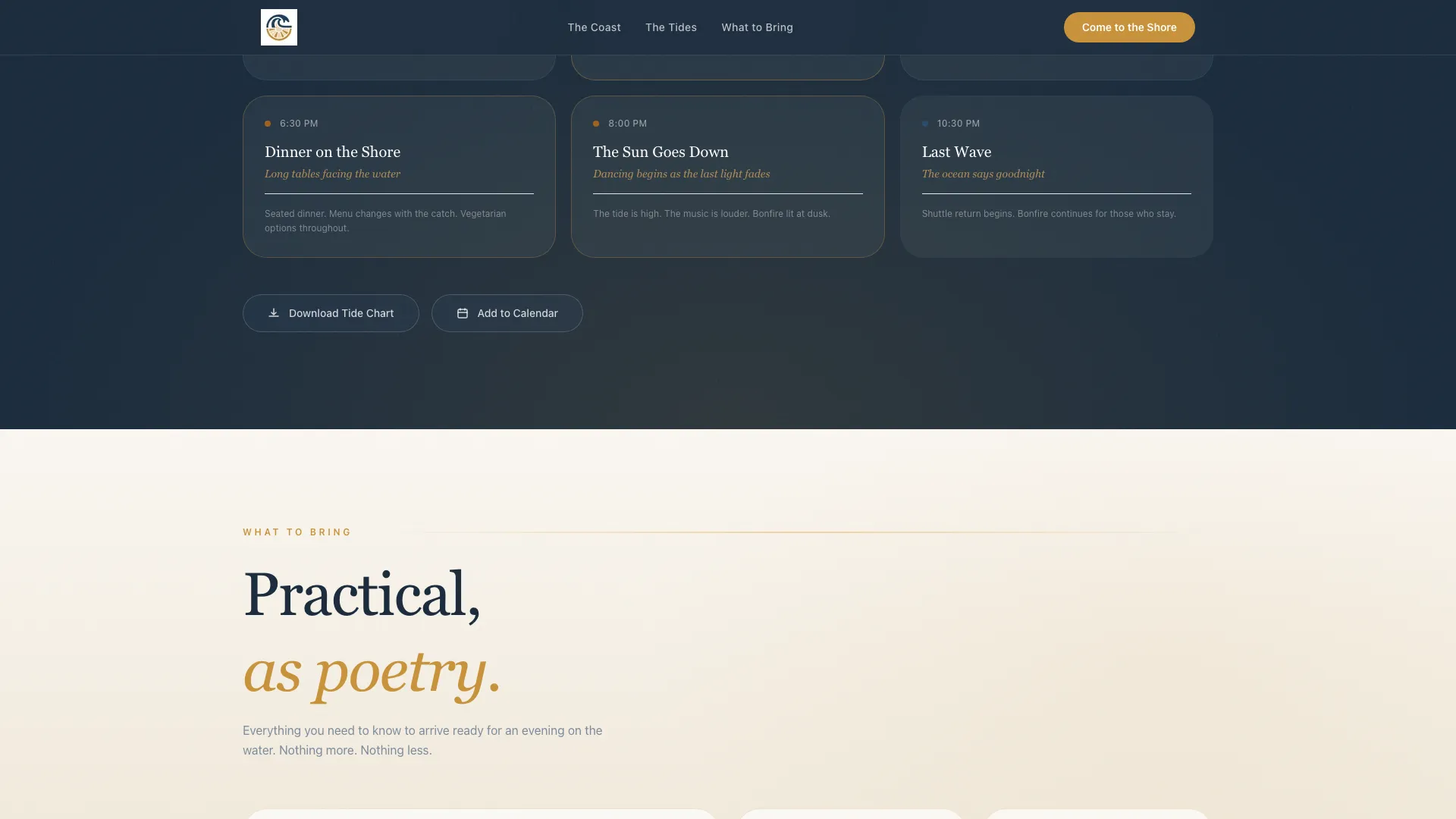 Shore - Cinematic Coastal Wedding Landing Page Template