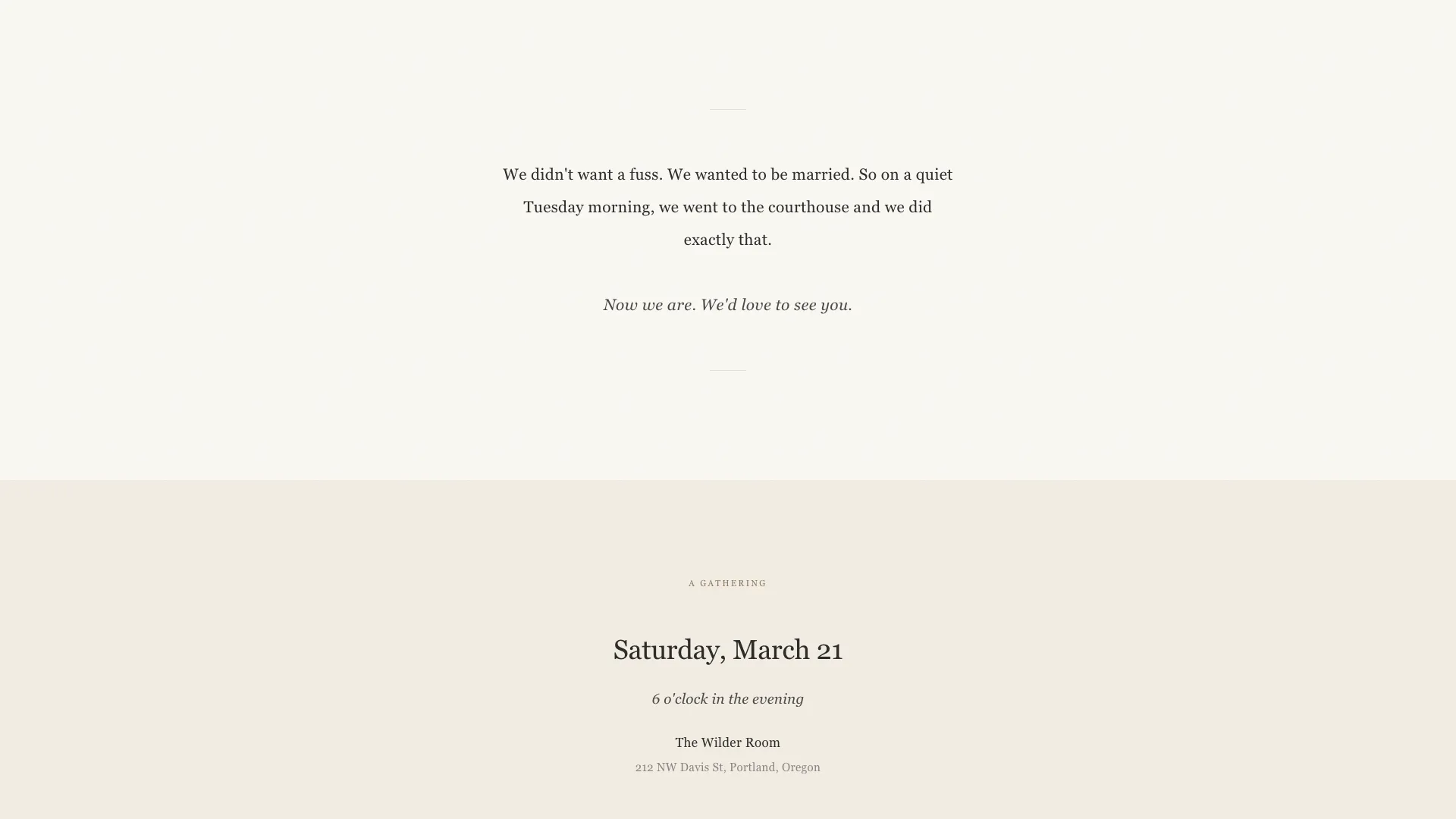 Elopement - Quiet Announcement Wedding Landing Page Template