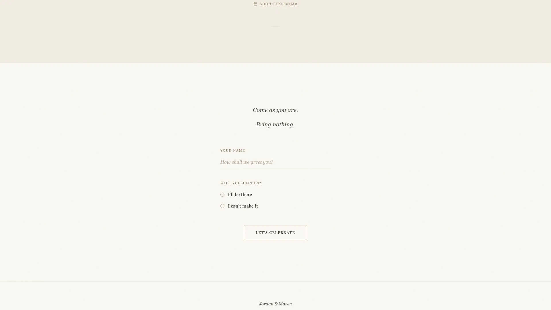Elopement - Quiet Announcement Wedding Landing Page Template