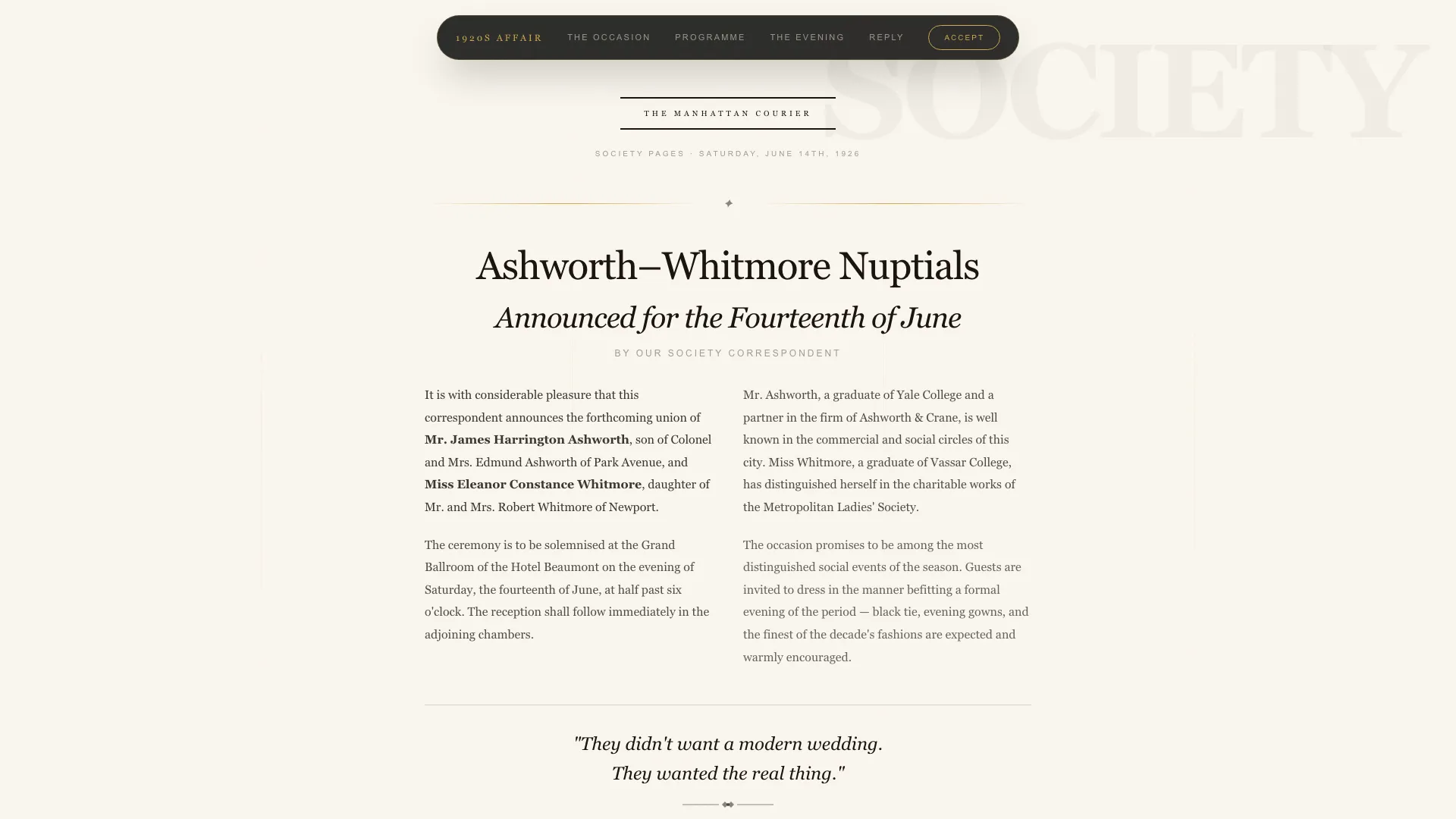 Deco — Immersive Themed Wedding Landing Page Template