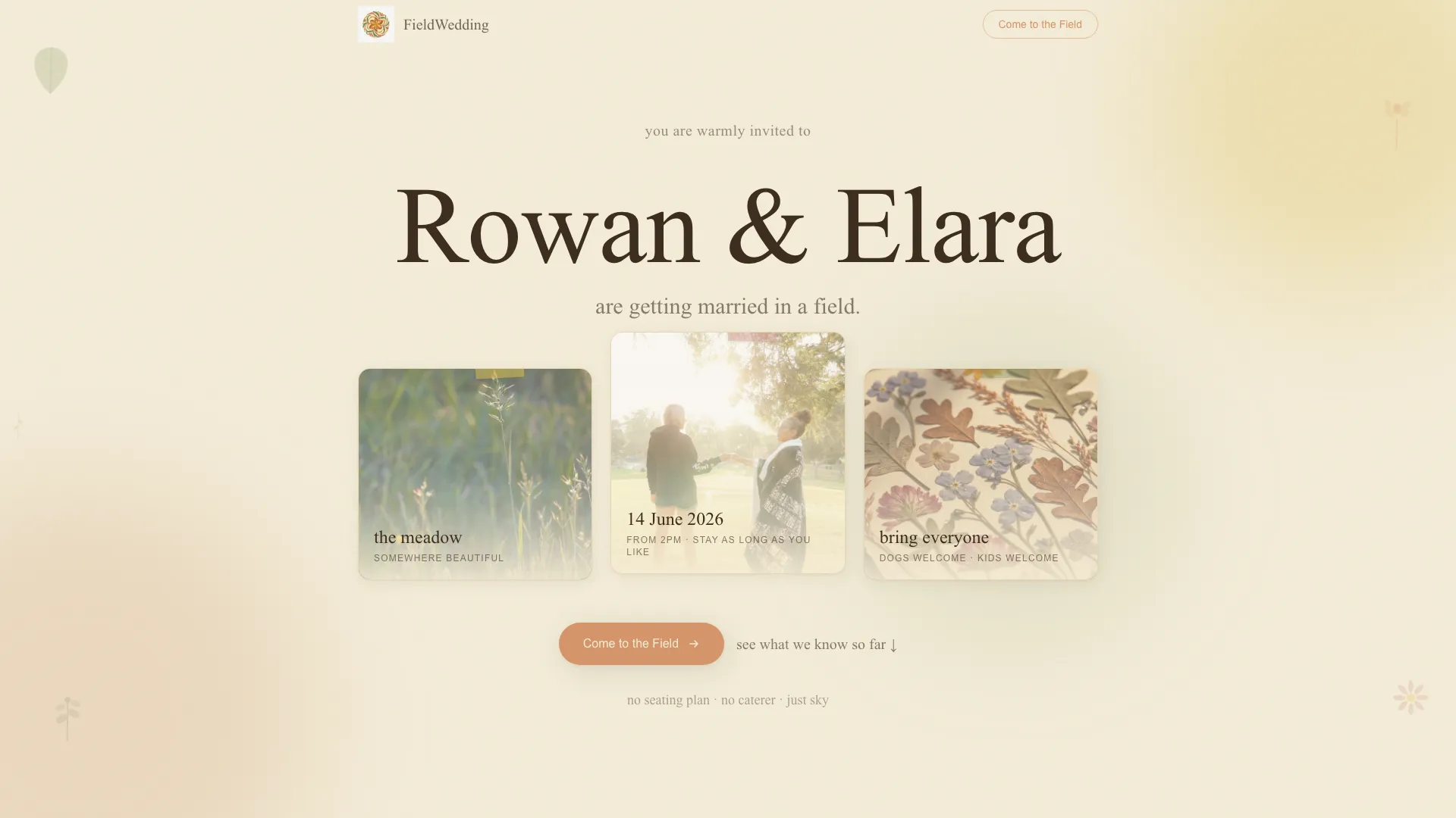Bohemian - Handcrafted Field Wedding Landing Page Template