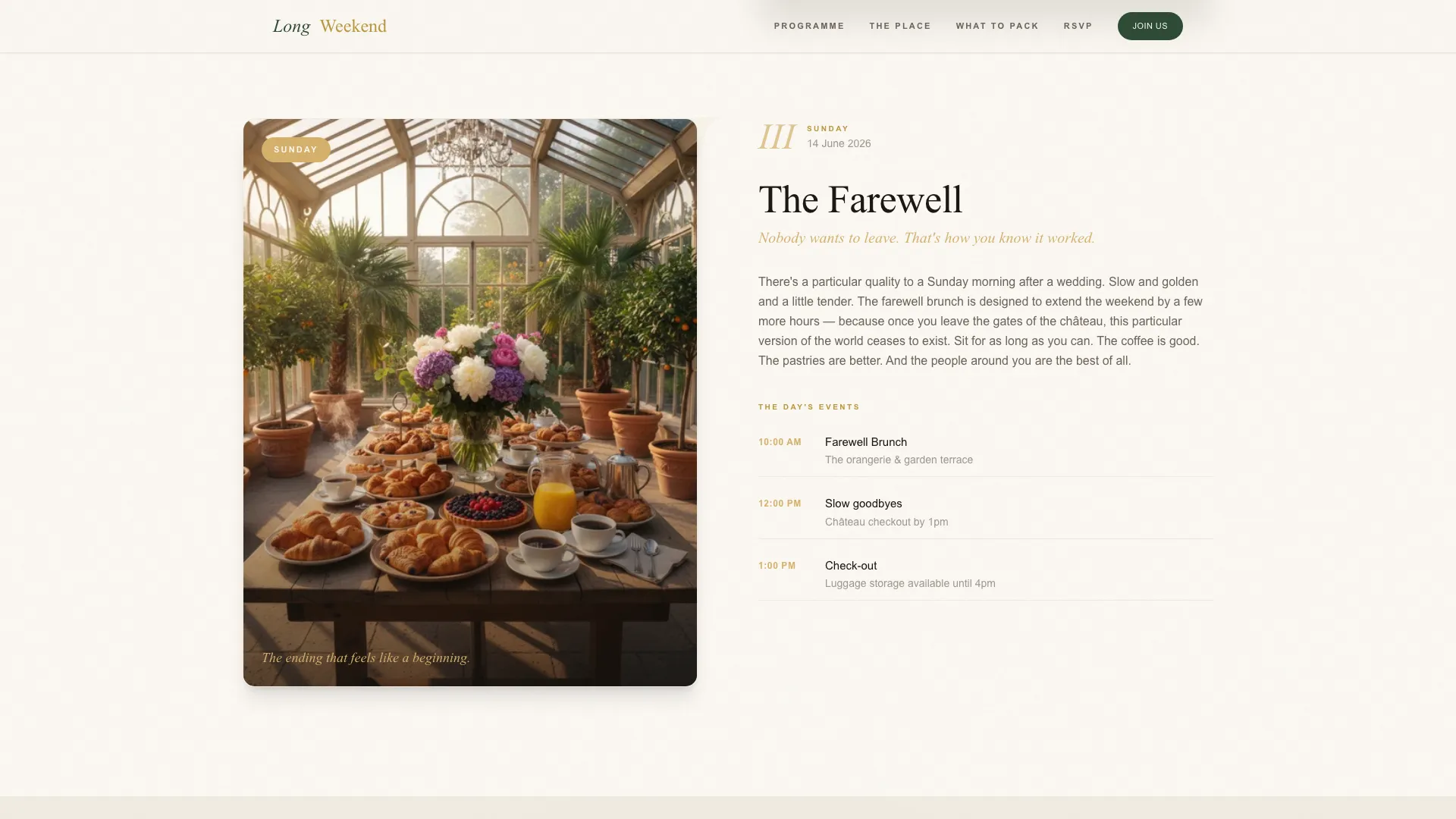 Longweekend — Editorial Destination Wedding Landing Page Template