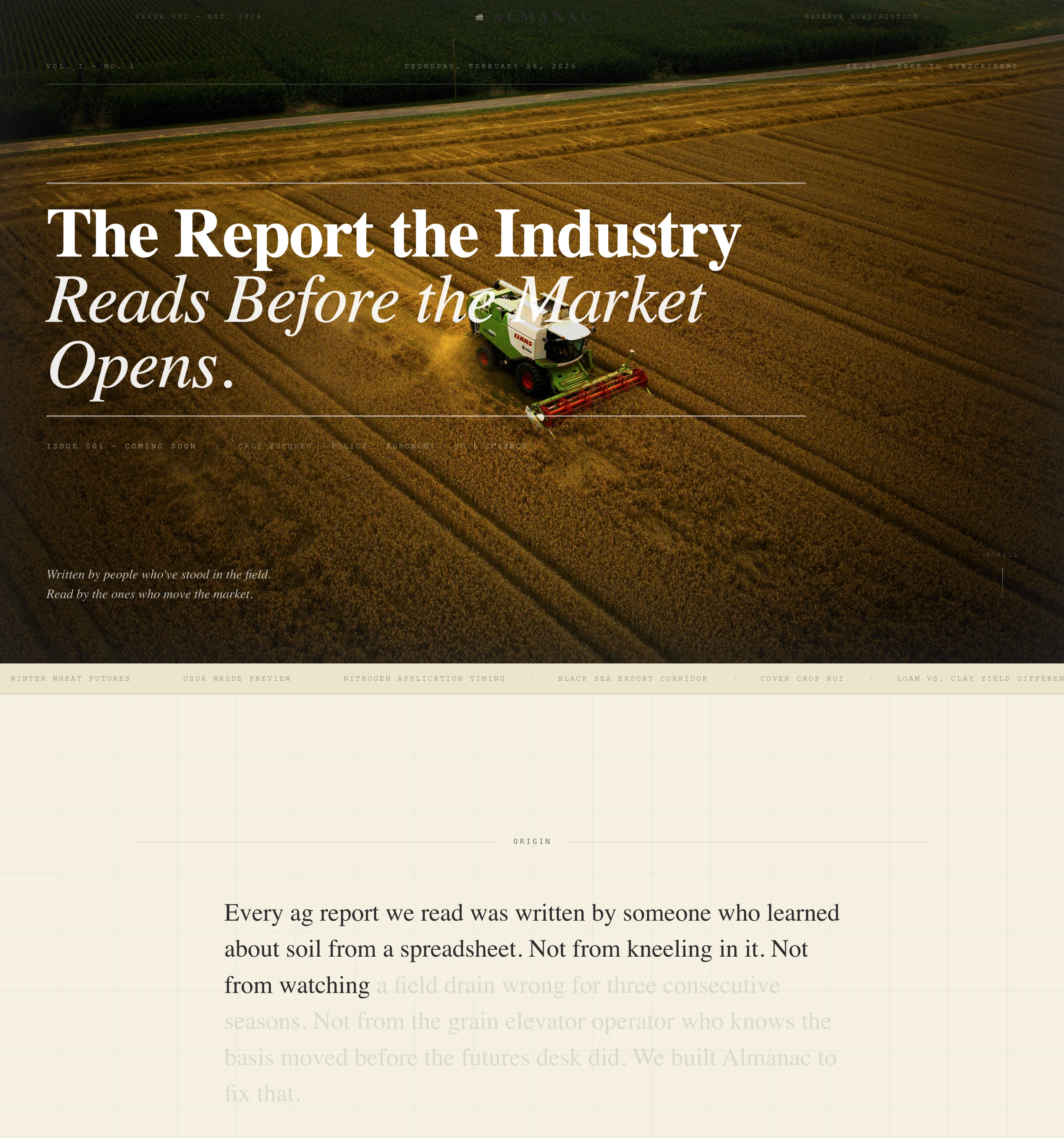 Almanac - Authoritative Agriculture Landing Page Template
