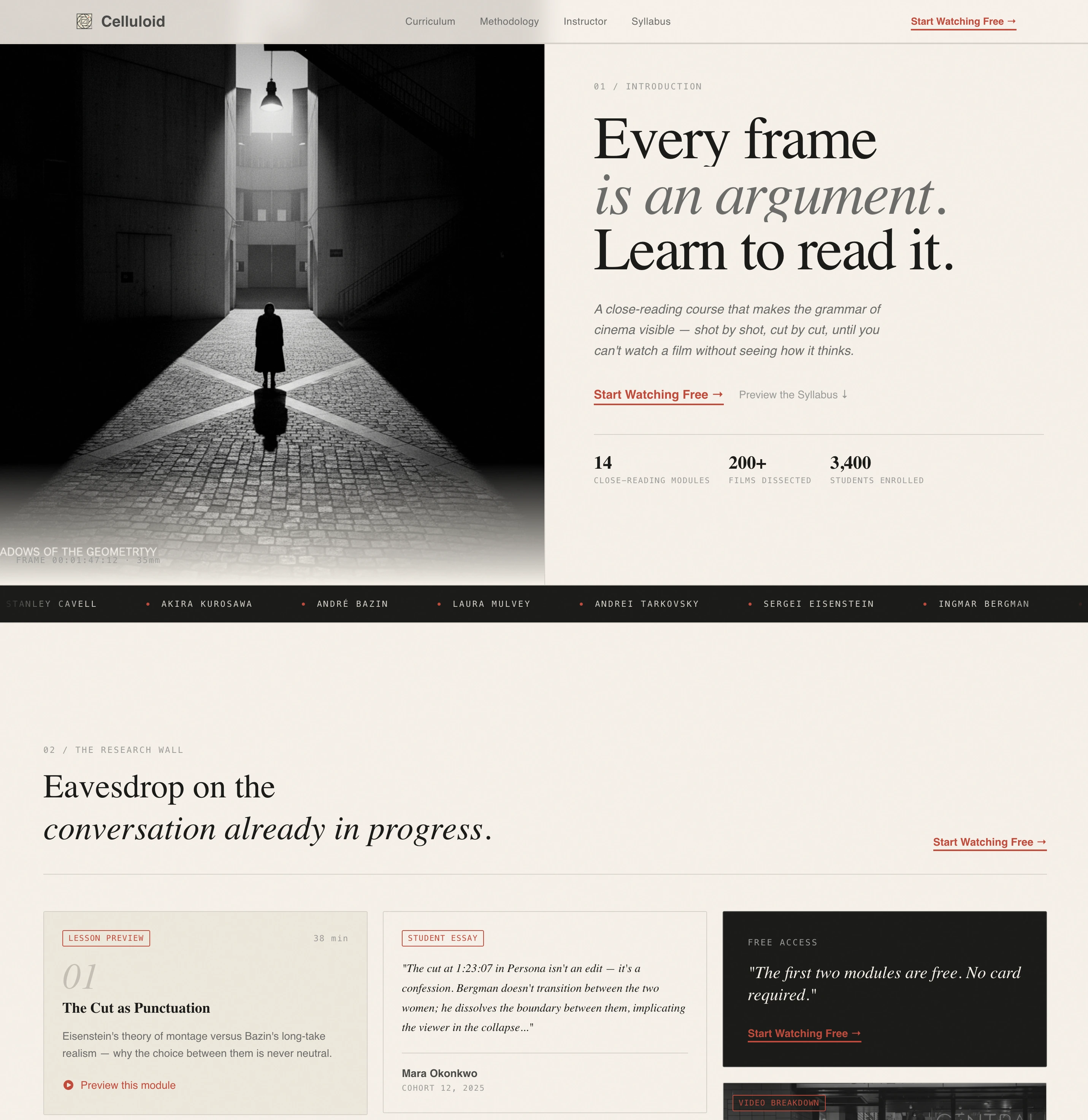 Celluloid — Authoritative Movie Studies Landing Page Template