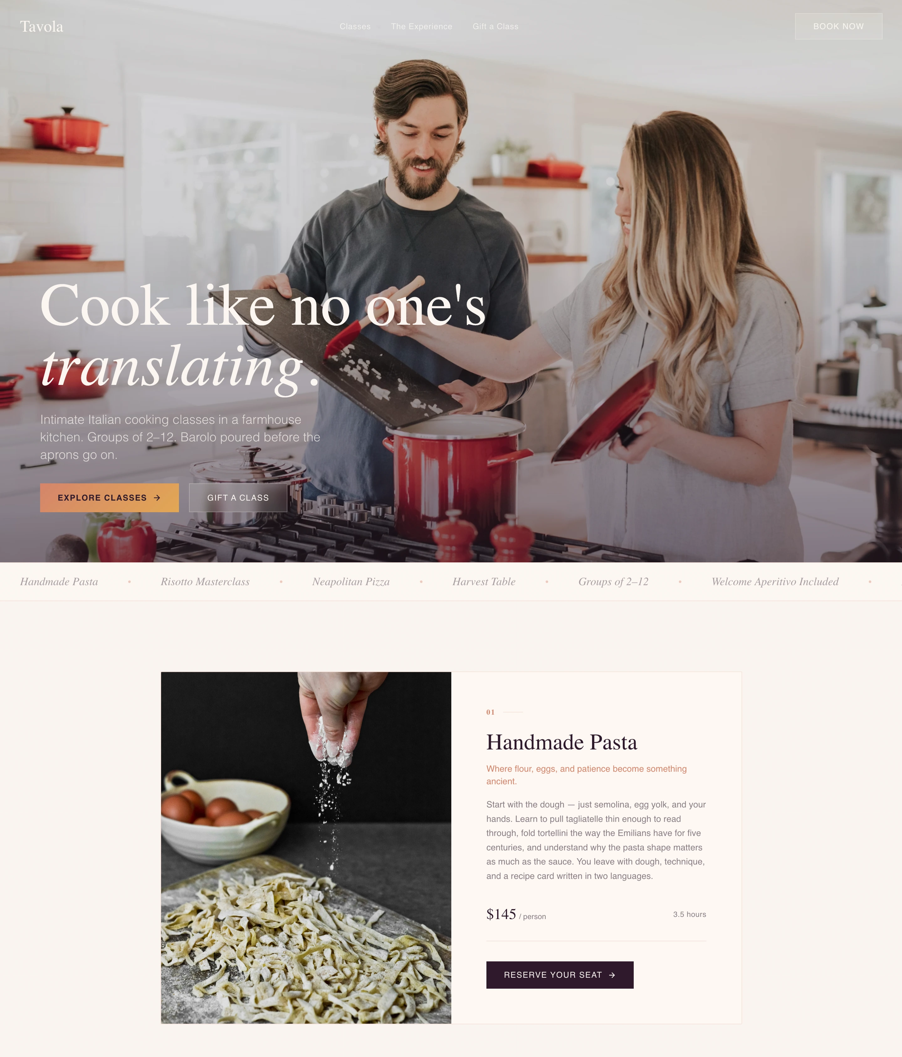Culinary — Elite Italian Cooking Landing Page Template